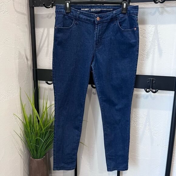 Old Navy mid-rise super skinny Dark Blue Denim Jeans Size 12 Short - Picture 3 of 14